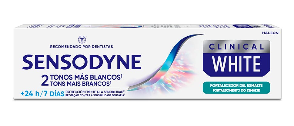 Caixa do creme dental Sensodyne Clinical White