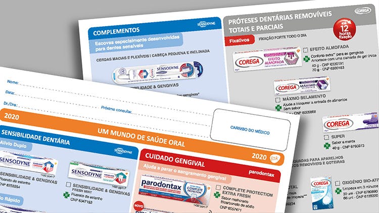 Receituário com os produtos das marcas GSK para um cuidado especializado