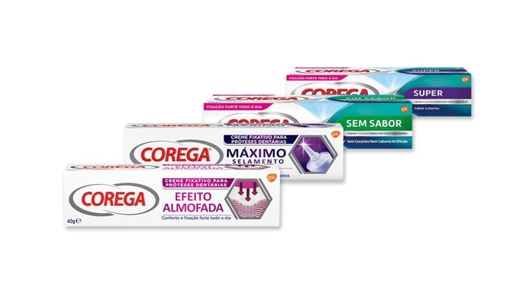 Embalagens Corega fixativos