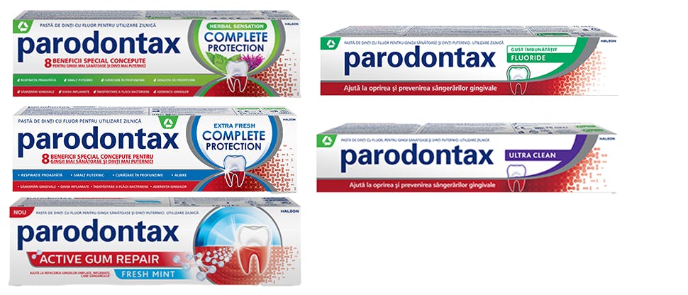 Pasta de dinţi parodontax Fluoride şi Corsodyl Mint Mouthwash 0,2 g/100ml, apă de gură fără alcool