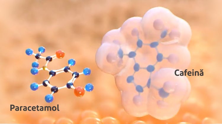 Structura moleculară pentru paracetamol + cafeină