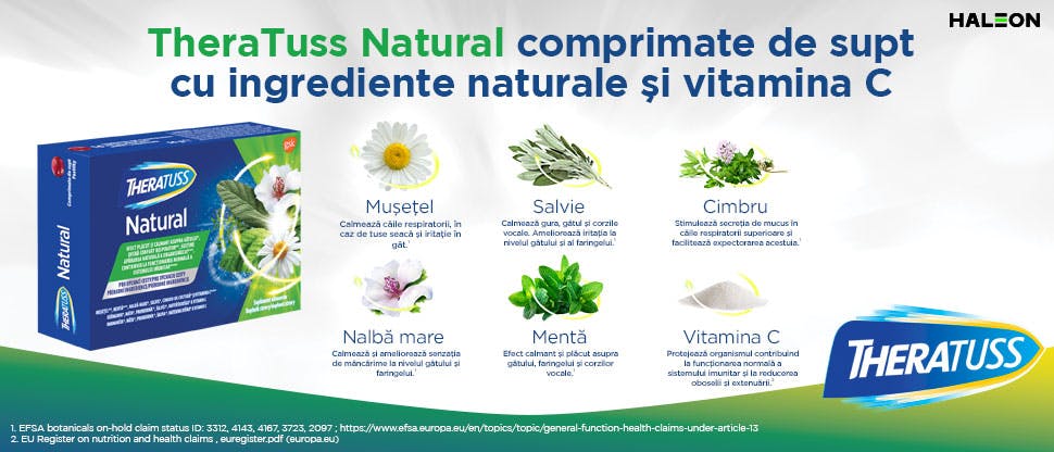 TheraTuss Natural comprimate de supt cu ingrediente naturale si vitamina C