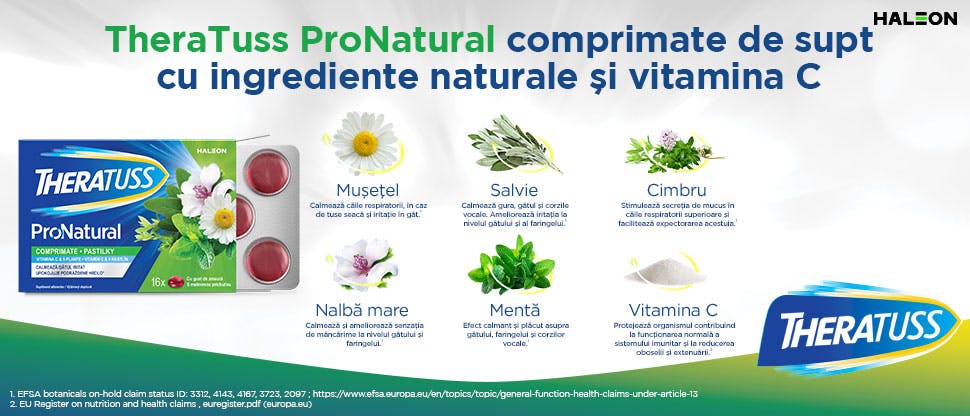 TheraTuss Natural comprimate de supt cu ingrediente naturale si vitamina C