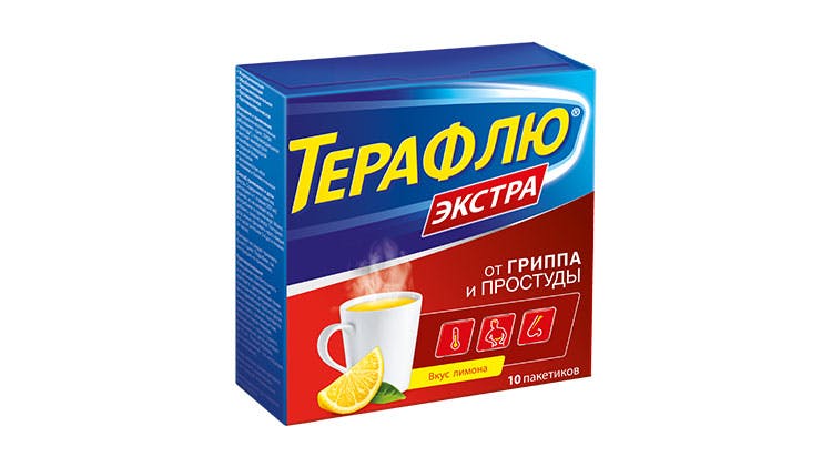 Изображение упаковки препарата Терафлю Экстра со вкусом лимона, пакетики, 650 мг