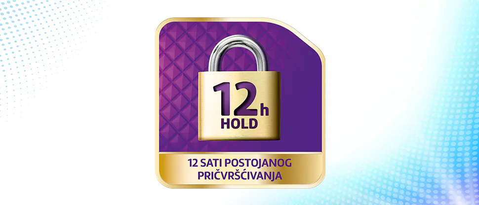 Obezbeđuje 12-časovno pričvršćivanje zubnih proteza