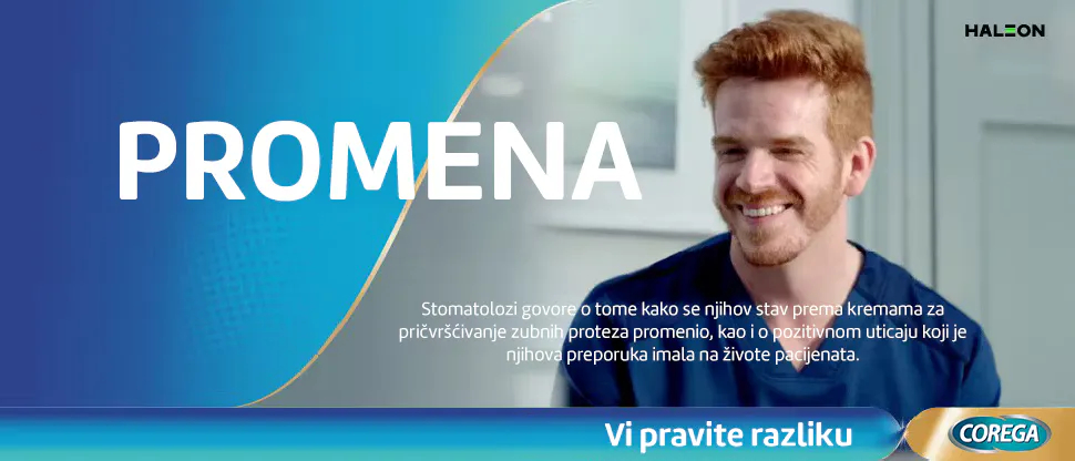„ Napravite promenu “ baneri – nasmejani stomatolozi govore o korišćenju krema za pričvršćivanje zubnih proteza sa svojim pacijentima, naglašavajući njihove prednosti i pozitivan uticaj