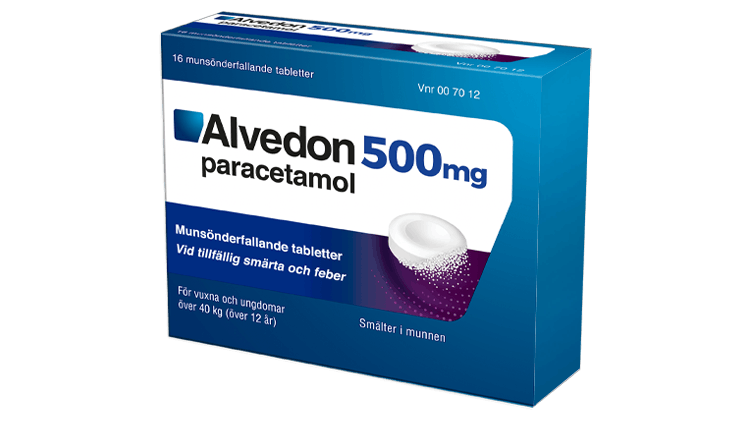 Alvedon munsönderfallande tablett 500 mg produktbild