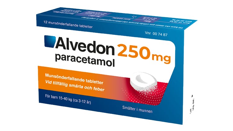 Alvedon munsönderfallande tabletter produktbild
