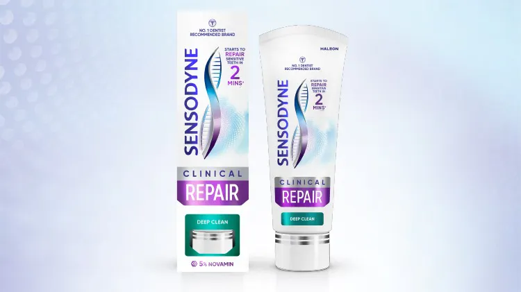 Bilden visar Clinical Repair Deep Clean tandkrämsförpackning