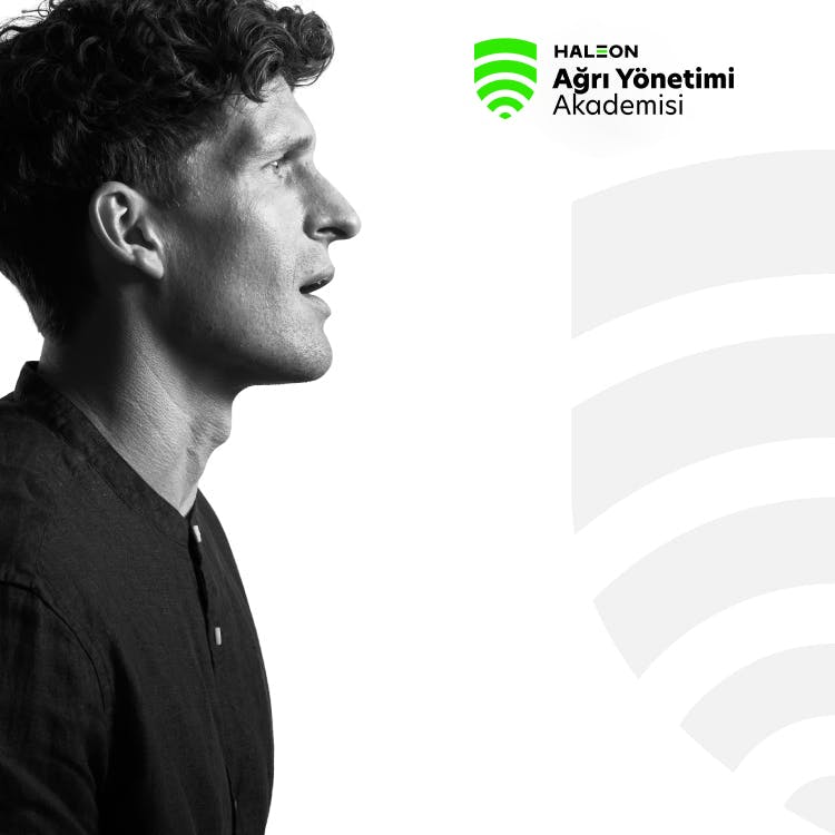 HAYA logosu ve genç bir erkeğin yan profili