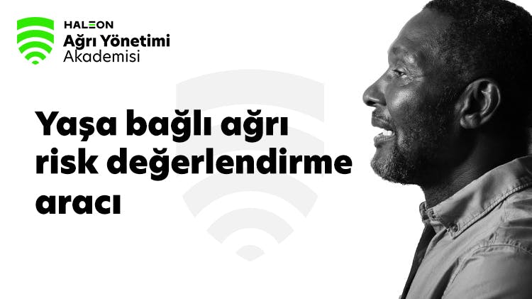 Arkaplanda Haleon Ağrı Yönetimi Akademisi logosu ve orta yaşlı bir adamın profilden resmi