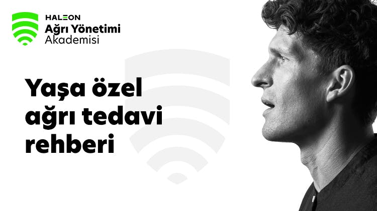 Arkaplanda Haleon Ağrı Yönetimi Enstitüsü logosu ve genç bir adamın profilden resmi
