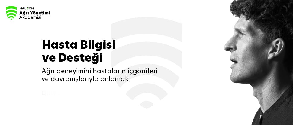 Haleon Ağrı Yönetimi Akademisi logosu ve genç bir erkeğin profilden resmi