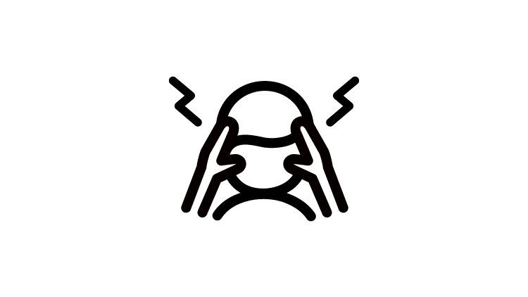 Limon yeşili fonda, baş ağrısını nedeniyle şakaklarını tutan bir kişinin grafik illüstrasyonu