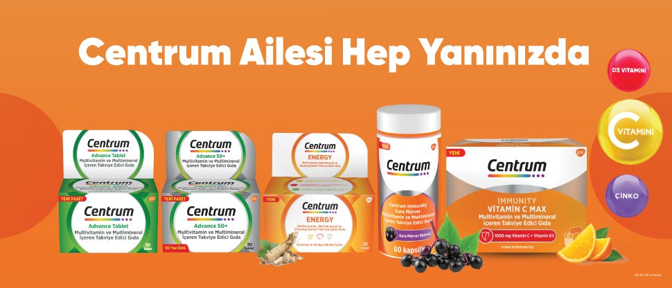 Centrum Multivitamin ve Multimineral İçeren Takviye Edici Gıda ailesi