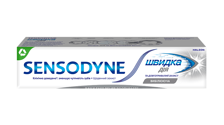 Рекламне фото зубної пасти Сенсодин Швидка дія
