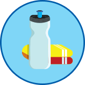 Wasserflasche und Handtücher rundes Symbol Wasserflasche und Handtücher rundes Symbol
