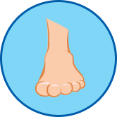 Nackter Fuß von vorne rundes Symbol