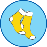 Gelbe Socken rundes Symbol Gelbe Socken rundes Symbol