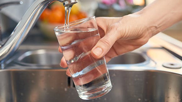 Glass filled with water