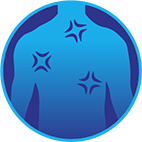 Icon of pain points on a person’s chest to represent body aches