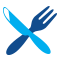 Icon of a knife and fork crossing in an X shape