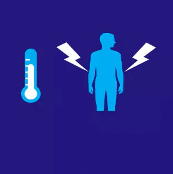 Thermometer and person icon