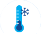 Icon of a thermometer with low mercury level and a snowflake to represent chills.