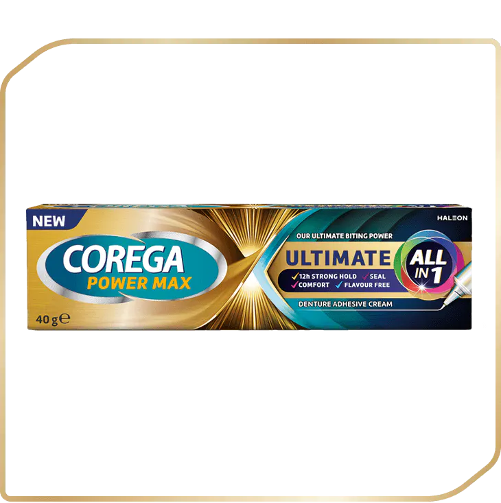Auksinis Corega Power Max Ultimate kremas be skonio