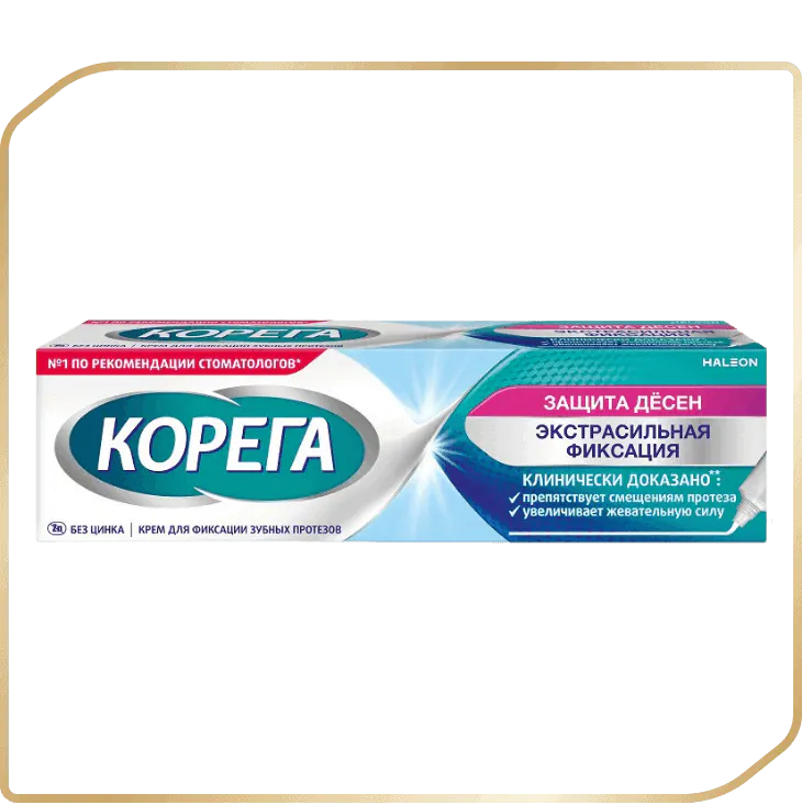 Крем для фиксации зубных протезов Корега Защита дёсен 40 грамм