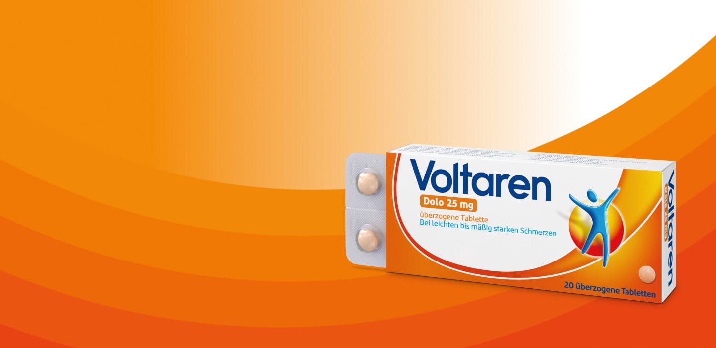 Große Darstellung einer Voltaren Dolo Verpackung.