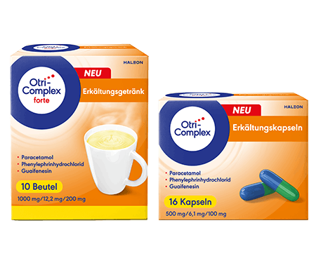 OtriComplex forte Erkältungsgetränk und OtriComplex Erkältungskapseln 