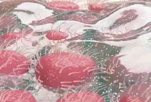 Science visualisation of mucus and cilia Science visualisation of mucus and cilia
