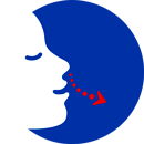 The blue icon with a nose and red dots on it The blue icon with a nose and red dots on it