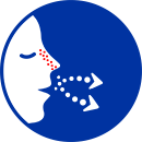 The blue icon with a nose and red dots on it The blue icon with a nose and red dots on it