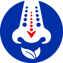 The blue icon with a nose and a red arrow pointing down The blue icon with a nose and a red arrow pointing down