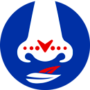 The blue icon with face and drops below the nose The blue icon with face and drops below the nose