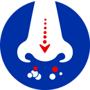 The blue icon with a nose and a red arrow pointing in a circle The blue icon with a nose and a red arrow pointing in a circle