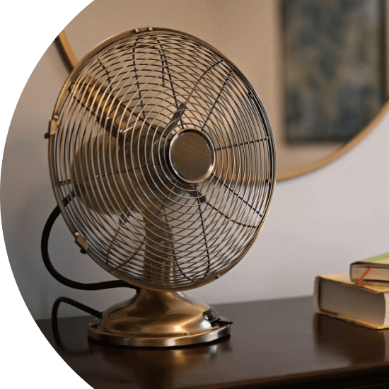 Tabletop fan blowing air