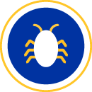 The blue icon with white dust mites