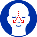The blue icon with face and arrows pointing on each side of the nose