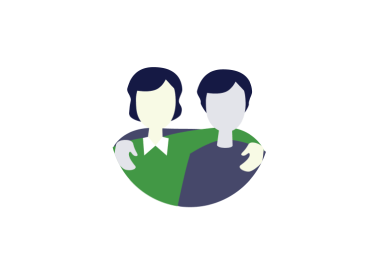 Icon with two people holding each other