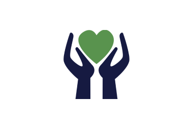 Icon with two hands around a green heart