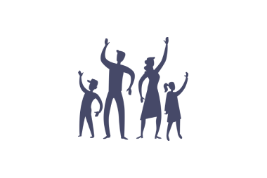 Icon with people holding their hand in the air
