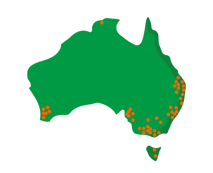 Map of Australia pinpointing aussies championing care in their community