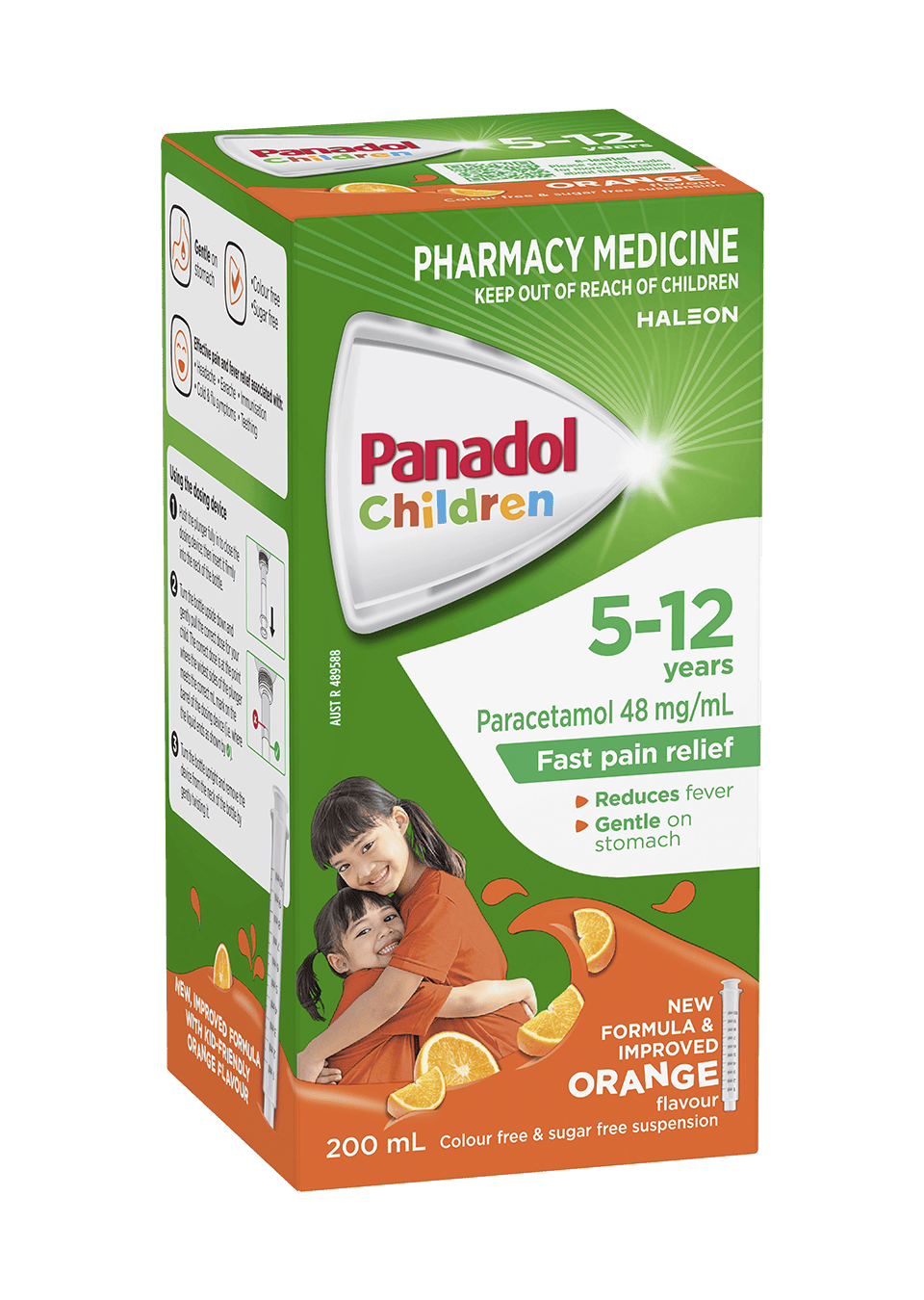 Children's Panadol Colourfree Suspension 5-12 years Orange Flavour - 200 mL pack