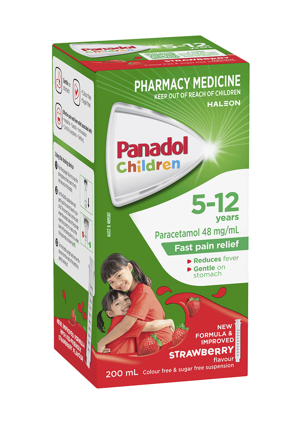 Children's Panadol Colourfree Suspension 5-12 years Strawberry Flavour - 200 mL pack