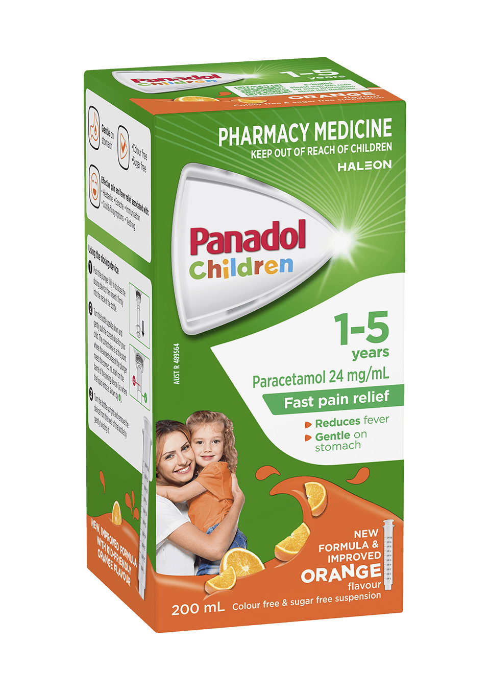 Panadol Colourfree Suspension 1-5 years Orange Flavour - 200 mL pack