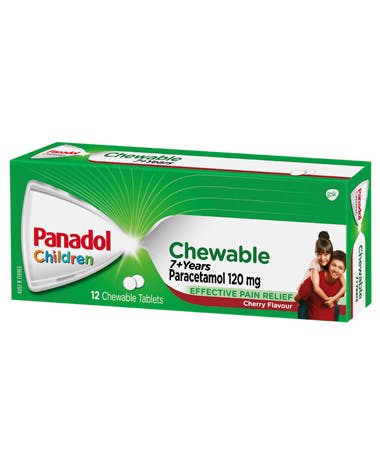 Panadol Chewable Tablets 3+ Years - Cherry Flavour - 12 tablets pack
