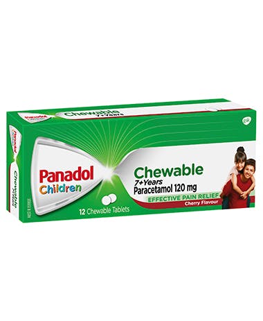 Panadol Chewable Tablets 3+ Years - Cherry Flavour - 12 tablets pack